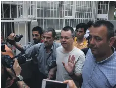  ?? AP ?? Pastor Andrew Brunson, centre, from North Carolina, who was detained in Turkey on spying charges in 2016