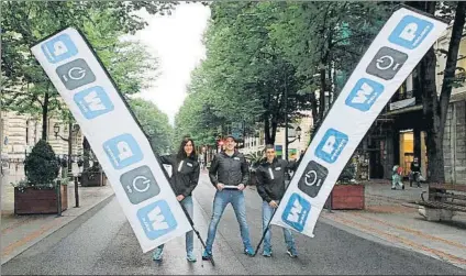  ?? FOTO: WOP ?? Reto complicado Begoña Beristain, Mikel Rentería e Imanol Loizaga, en la Gran Vía bilbaína, lugar donde se disputará la dura carrera