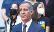  ?? Myung J. Chun Los Angeles Times ?? L.A. MAYOR Eric Garcetti was named in July to be ambassador to India, but his confirmati­on has stalled.