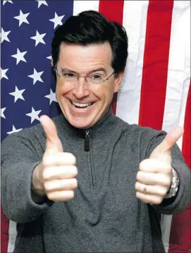  ?? Photos: Getty Images /Files ?? The Colbert Report, starring comedian Stephen Colbert, was among the television shows affected by Superstorm Sandy. Others included The Daily Show and Smash.