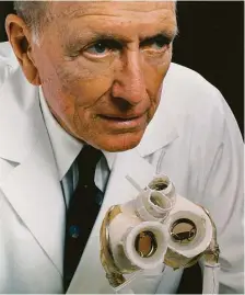  ?? Houston Chronicle file ?? Dr. Denton Cooley performed the first artificial heart implant in 1969, which started a feud with former boss Dr. Michael DeBakey.