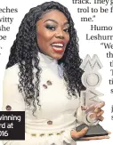  ??  ?? Lady Leshurr after winning best female act award at the Mobo Awards 2016