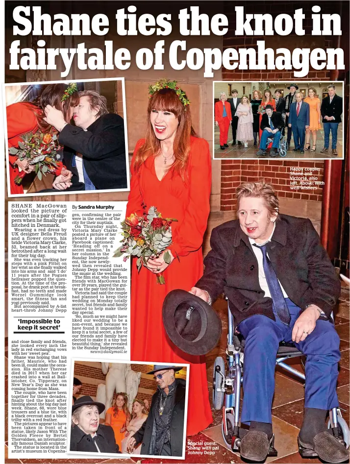  ?? news@dailymail.ie ?? Special guest: Shane with pal Johnny Depp Happy couple: Shane and Victoria, also left. Above: With well-wishers