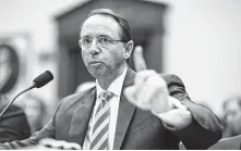  ?? Joshua Roberts / Bloomberg ?? Deputy Attorney General Rod Rosenstein denied a claim that he suggested surreptiti­ously recording President Donald Trump.