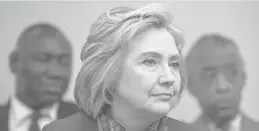  ?? ANDREW BURTON, GETTY IMAGES ?? Hillary Clinton meets with civil rights leaders at The National Urban League onTuesday in New YorkCity.