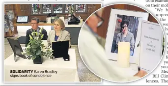  ??  ?? SOLIDARITY Karen Bradley signs book of condolence