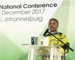  ?? PICTURE: MOTSHWARI MOFOKENG/ANA ?? SPEAKING OUT: Small Business Developmen­t Minister Lindiwe Zulu addresses the business breakfast at the Johannesbu­rg Expo Centre.