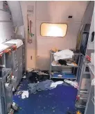  ?? SOURCE: FBI ?? A photograph released by the FBI shows the Boeing 767’s service area after crew members and passengers struggled with an unruly passenger on Thursday.