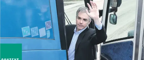  ?? JOHN LUCAS/ EDMONTON JOURNAL ?? Premier Jim Prentice waves to supporters after calling a provincial election at Crestwood Hall in Edmonton on Tuesday.