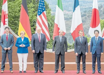  ?? AFP ?? Socios. Trump y sus aliados en la cumbre del G-7, donde estallaron los conflictos por los aranceles.