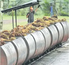  ??  ?? Stocks of processed palm oil fell by 8.55 per cent to 692,343 tonnes in February against 757,049 tonnes in January. — AFP photo