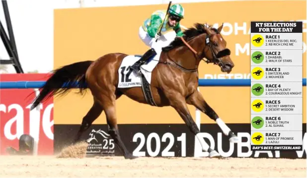  ?? ?? Secret Ambition will be in action on the opening day of the Dubai World Cup Carnival. — emirates racing authority