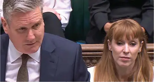  ?? ?? Off-colour: Under-fire Labour deputy leader Rayner and Sir Keir Starmer in the Commons yesterday