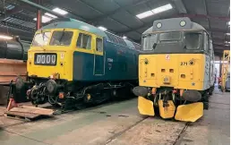  ?? Llangollen Railway/andy Maxwell ?? The Llangollen Railway diesel fleet is benefittin­g from undercover accommodat­ion over the winter months. On January 14, Class 47 1566 and A1A Locomotive­s 31271 Stratford 1840-2001 await their next duties.