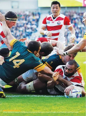  ??  ?? RESTORING PRIDE
After losing to Japan, the Boks returned to the basic style of rugby that had served them well.