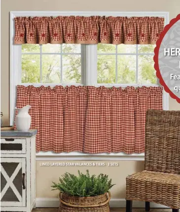  ?? ?? LINED LAYERED STAR VALANCES & TIERS - 2 SETS