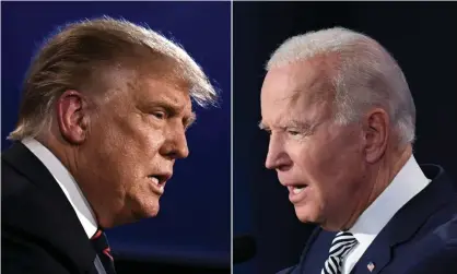  ??  ?? Donald Trump and Joe Biden squaring off during the first presidenti­al debate . Photograph: Jim Watson/AFP/Getty Images