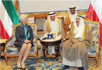  ??  ?? KUWAIT: His Highness the Amir Sheikh Sabah Al-Ahmad Al-Jaber Al-Sabah meets Director General of the Internatio­nal Monetary Fund (IMF) Christine Lagarde. — KUNA (See Page 2)