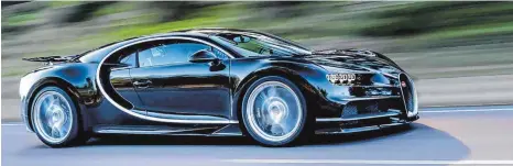  ?? FOTO: BUGATTI/DPA ?? Bugattis Chiron kostet mindestens 2,86 Millionen Euro, leistet 1500 PS und wird locker über 400 km/h schnell.