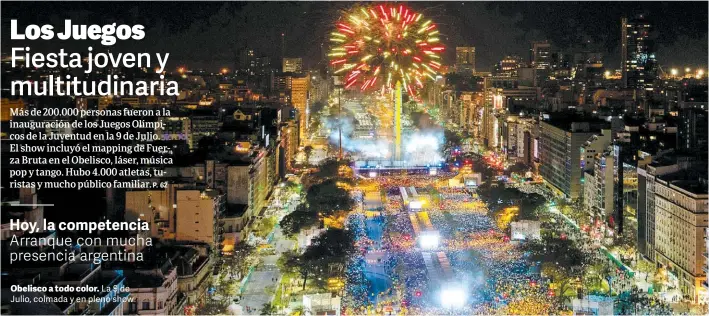  ?? REUTERS ?? Obelisco a todo color. La 9 de Julio, colmada y en pleno show