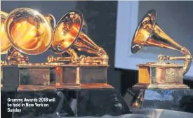  ??  ?? Grammy Awards 2018 will be held in New York on Sunday