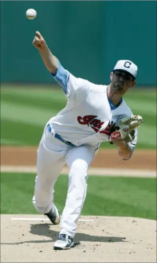  ?? TONY DEJAK — THE ASSOCIATED PRESS ?? Shane Bieber delivers to the Twins in the first inning on June 17 at Progressiv­e Field.