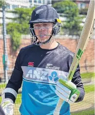  ?? PHOTO: NZ CRICKET ?? Black Caps batter Michael Bracewell takes part in a net session yesterday ahead of the game against Sussex at the county ground in Hove, near Brighton,
England.