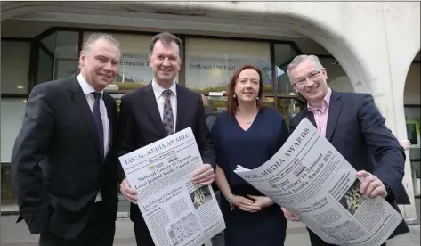  ??  ?? Dermot Griffin, Chief Executive of Premier Lotteries Ireland, operator of the National Lottery; Frank Mulrennan, President, Local Ireland; Jenny Fisher, Head lo Legal at the National Lottery and Michael Ryan, Operations Director, INM Regionals.