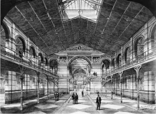  ??  ?? In an 1878 architects drawing, windows and skylights illuminate
open space. In no time the halls would be crowded with artifacts,
from canoes to skeletons.