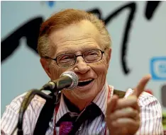  ?? AP ?? Larry King, wearing his trademark braces, appears in one of his thousands of interviews.