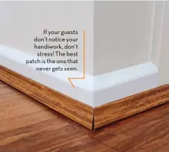  ??  ?? If your guests don’t notice your handiwork, don’t stress! The best patch is the one that never gets seen.