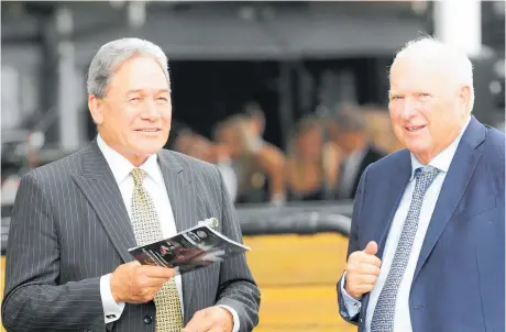  ?? Photo / Trish Dunell ?? Racing Minister Winston Peters with Sir Peter Vela at Karaka last year where Peters started the ball rolling on change for the industry.