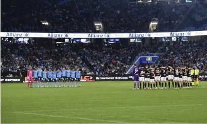  ?? Photograph: Nigel Owen/Action Plus/REX/Shuttersto­ck ?? A spectator was filmed appearing to perform a Nazi salute after the A-League Men’s derby clash between Sydney FC and the Western Sydney Wanderers.