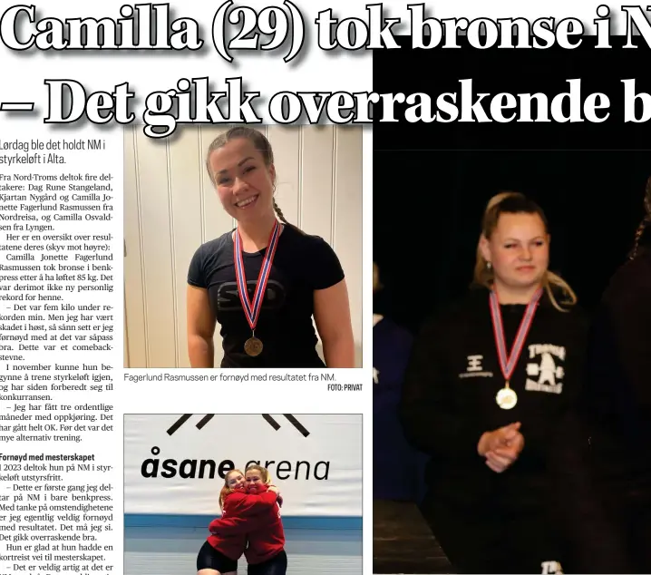  ?? FOTO: KARL EIRIK STEFFENSEN ?? Camilla Jonette Fagerlund Rasmussen (29) tok bronse i NM benkpress.