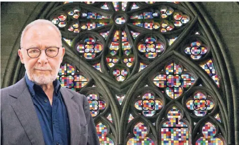  ?? FOTOS: DPA, MONTAGE: RP ?? Vor zwölf Jahren gestaltete Gerhard Richter erstmals ein Kirchenfen­ster – mit dem Südfenster des Kölner Doms