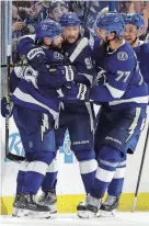  ?? AP ?? Steven Stamkos, Nikita Kucherov and Victor Hedman have played in nine postseason­s together, reaching the Eastern Conference final six times, the Stanley Cup final four times and winning two Cups. They are all in their 30s now and trying to prolong the greatest run in franchise history,