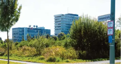  ?? Foto: Silvio Wyszengrad ?? In Sichtweite des Medienzent­rums soll ein neues BMW-Autohaus in der Ammannstra­ße in Lechhausen gebaut werden.