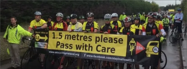  ??  ?? The 1.5 Ride in Bunclody promoting the Staying Alive at 1.5m campaign.