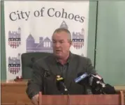  ?? FILE PHOTO ?? Cohoes Mayor Shawn Morse speaks during a news conference last year.