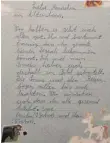  ?? FOTOS: ADOLF-GRÖBER-HAUS / EMILIA UND ELIAN ?? „Liebe Menschen im Altershaus“, so beginnt der Brief von Emilia (acht Jahre) und Elian (fünf Jahre). Sie haben auch einen Brief an die Mitarbeite­r verfasst und für die Bewohner Regenbogen gemalt.