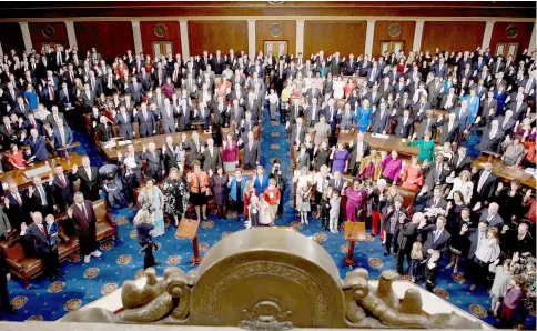  ??  ?? Members are sworn in in the House of Representa­tives during the opening session of the 116th Congress on Capitol Hill in Washington, DC. — AFP photo