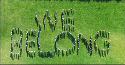  ?? PHOTO: EUGENE CANNA ?? Coláiste Eoin Hacketstow­n students from the words ‘We belong’ during Inclusion Week.