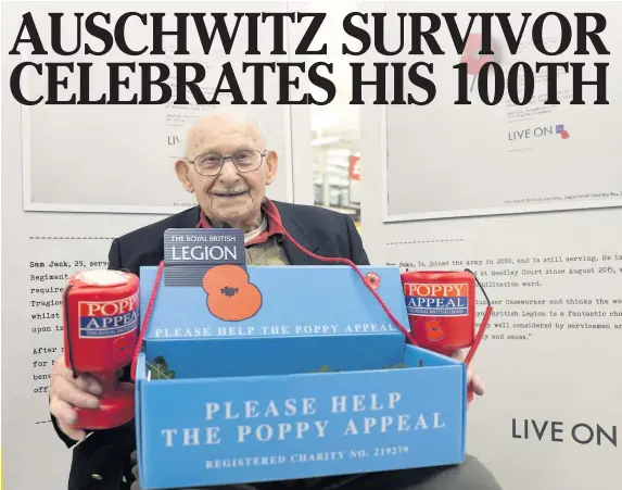  ?? ROWAN GRIFFITHS ?? Second World War veteran Ron Jones, believed to be the UK’s oldest poppy seller, was a survivor of the Auschwitz PoW camp