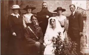  ?? Photo: Cork Public Museum. ?? Mary and Annie MacSwiney (standing left) at the June 1917 wedding of Terence MacSwiney and Muriel Murphy.