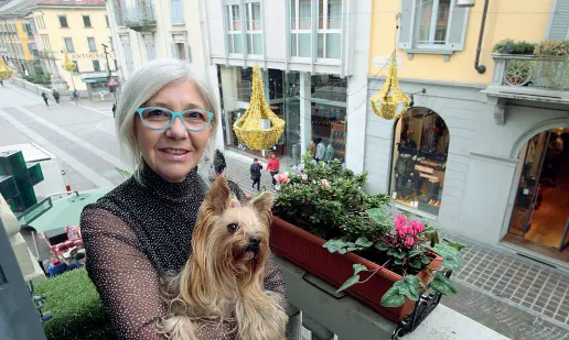  ?? (foto Radaelli) ?? «Lampadari»
Marina Assetta sul balcone di casa della madre in via Zanata a Monza. Alle sue spalle le luminarie natalizie pagate a sue spese