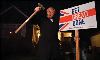  ?? Photograph: Ben Stansall/Pool/AFP via Getty Images ?? ‘“Get Brexit Done” served Mr Johnson well as an election slogan. But bullish dogmas are inappropri­ate in the context of a public health crisis which has torn up businesses by the roots and laid waste to the economic landscape.’