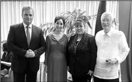  ??  ?? From left: Ambassador Jozsef Bencze, Honorary Consul for Cebu Enrilen Joy Benedicto-Tan, Mandaue councilor Cynthia Remedios and Ambassador Francisco Benedicto.