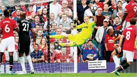  ??  ?? Hammer time: Joe Hart has joined West Ham