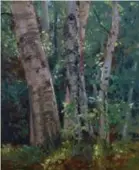  ??  ?? Group of Birches by Frank Johnston is an oil painting measuring 31 by 25 centimetre­s.