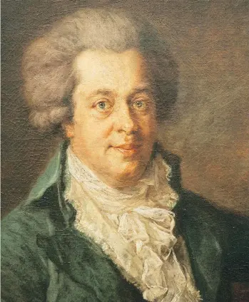  ?? SEAN GALLUP/GETTY IMAGES ?? Johann Georg Edlinger painted this portrait of Mozart not long before his death.